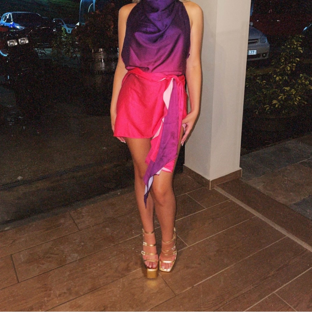 Luxxel Satin High Neck Dress